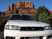 My car with Cathedral Rocks in the background. (Category:  Rock Climbing, Tree Climbing)