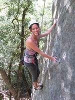 Jen climbing Putrefaction. (Category:  Rock Climbing, Tree Climbing)