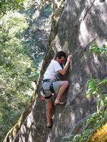 Alex climbing Putrefaction. (Category:  Rock Climbing, Tree Climbing)