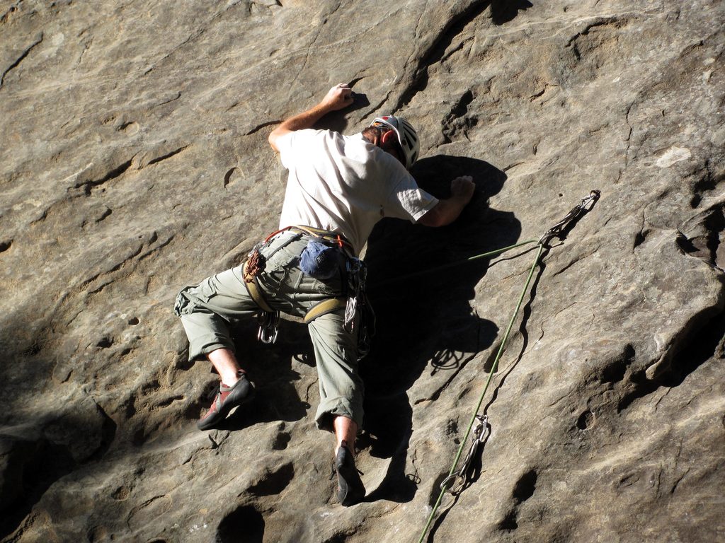 Leading Falls Route. (Category:  Rock Climbing, Tree Climbing)