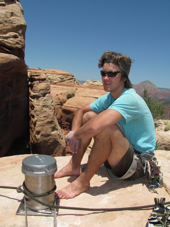 John on top of The Mace. (Category:  Rock Climbing, Tree Climbing)