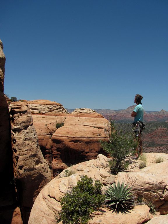 John on top of The Mace. (Category:  Rock Climbing, Tree Climbing)