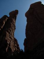 The gap between The Mace and the next tower to its right. (Category:  Rock Climbing, Tree Climbing)