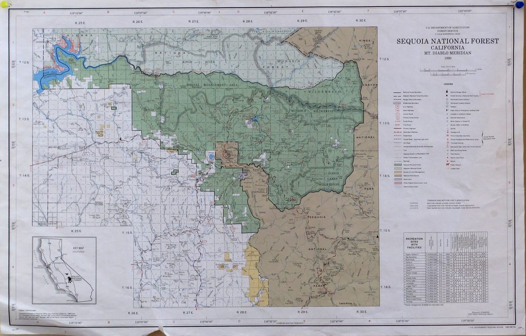 Sequoia/Kings Canyon map. (Category:  Rock Climbing, Tree Climbing)