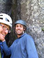 Me and Josh at the top of p4 on The Great Escape. (Category:  Rock Climbing, Tree Climbing)