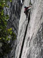 Jeff leading p3 of Super Slide. (Category:  Rock Climbing, Tree Climbing)