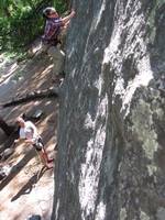 Jeremy belaying Tracey. (Category:  Rock Climbing, Tree Climbing)