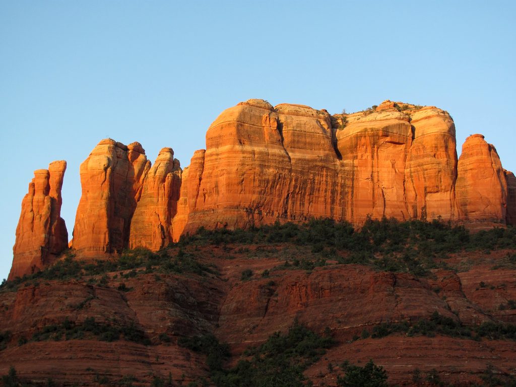 Cathedral Rocks.  The Mace is on the left. (Category:  Rock Climbing, Tree Climbing)