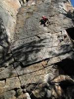 Zupes leading p1 of Birdland. (Category:  Rock Climbing)