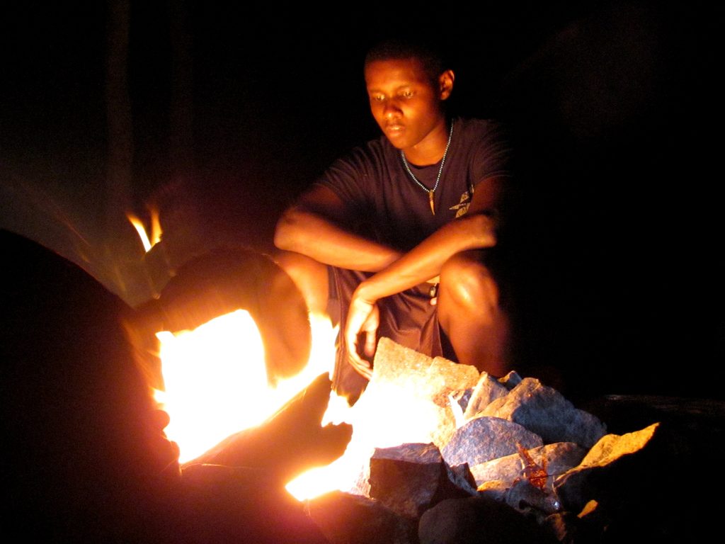 Jesse getting ready to make smores. (Category:  Rock Climbing)