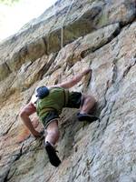 Me catching one of the big moves on Ent's Line. (Category:  Rock Climbing)