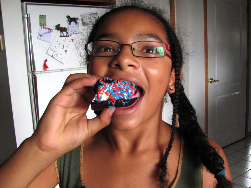 Sophia and her ice cream sandwich. (Category:  Family)