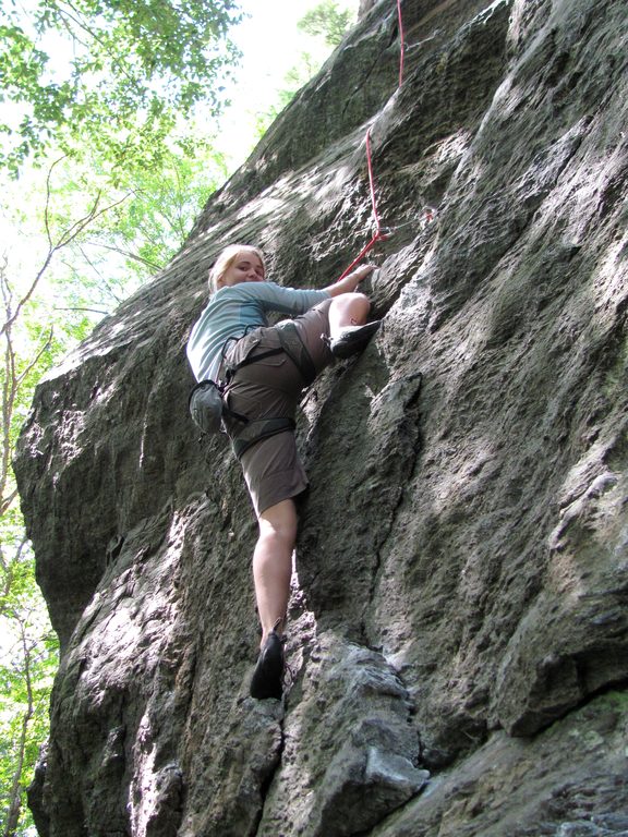 Emily on Armed and Dangerous. (Category:  Rock Climbing)