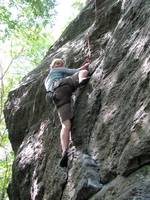 Emily on Armed and Dangerous. (Category:  Rock Climbing)