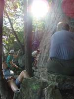 Molly's shot of all of us at the base of the Gerdie Block. (Category:  Rock Climbing)