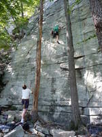 Carolyn on Dirty Gerdie. (Category:  Rock Climbing)