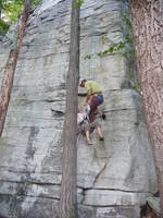 No I didn't take a huge whip.  Just pulled Emily up so we could say hi! (Category:  Rock Climbing)