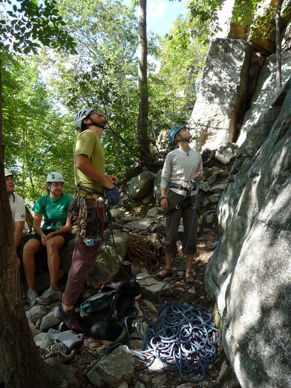 Everyone at the base of No Picnic. (Category:  Rock Climbing)