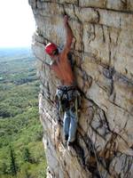 Joe leading the second pitch of Bonnie's Roof. (Category:  Rock Climbing)