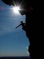 Amy on the second pitch of Bonnie's Roof. (Category:  Rock Climbing)