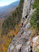 Carolyn finishing pitch 1. (Category:  Rock Climbing)