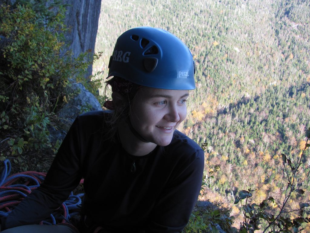 Emily at the last belay. (Category:  Rock Climbing)