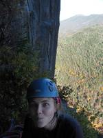 Emily at the last belay. (Category:  Rock Climbing)