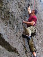 Me climbing James and the Giant Boulder. (Category:  Rock Climbing)