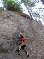 Me climbing James and the Giant Boulder. (Category:  Rock Climbing)