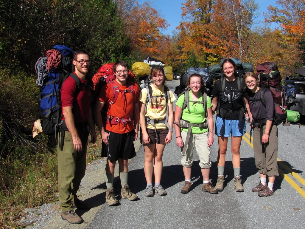 Me, Alex, Katie, Tara, Carolyn and Emily ready to start hiking. (Category:  Rock Climbing)