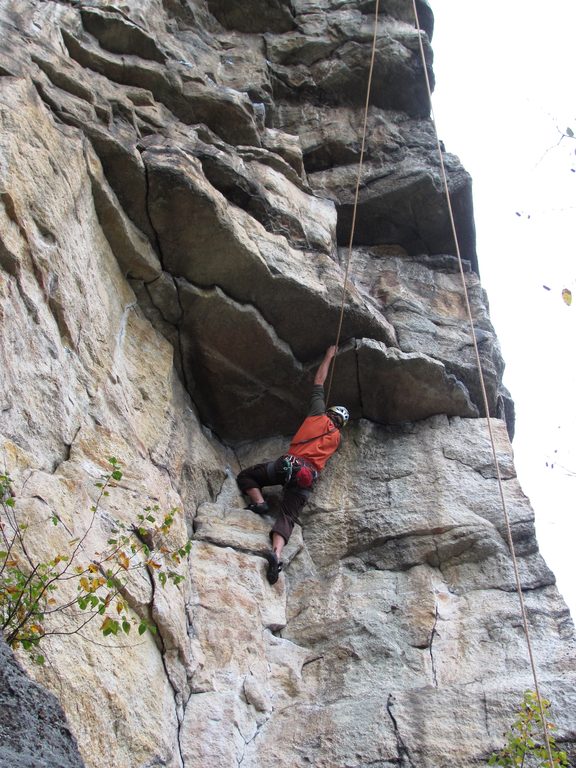 Mike climbing Feast of Fools. (Category:  Rock Climbing)