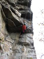 Mike climbing Feast of Fools. (Category:  Rock Climbing)