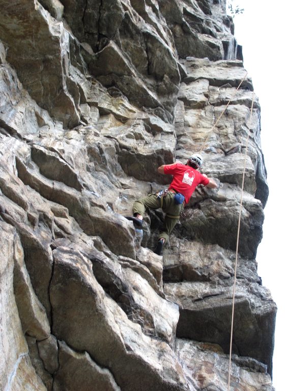 Entering the crux. (Category:  Rock Climbing)