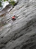 Mike leading the first pitch of Limelight. (Category:  Rock Climbing)