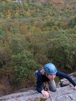 Beth following Limelight. (Category:  Rock Climbing)