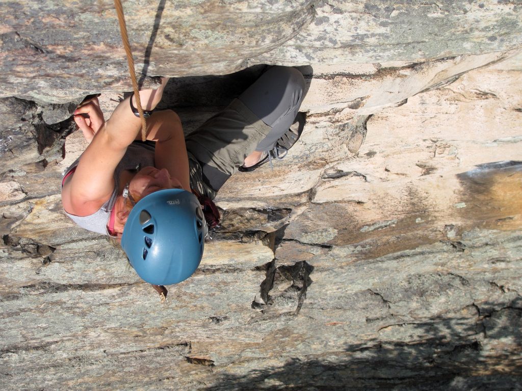 Beth following Higher Stannard. (Category:  Rock Climbing)