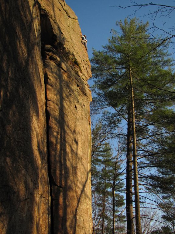 Jenny on Eye Of The Needle. (Category:  Rock Climbing)