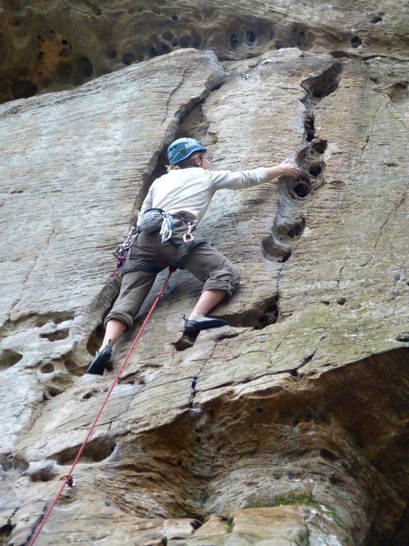 Emily leading 27 Years Of Climbing. (Category:  Rock Climbing)