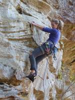 Amy leading Black Powder. (Category:  Rock Climbing)