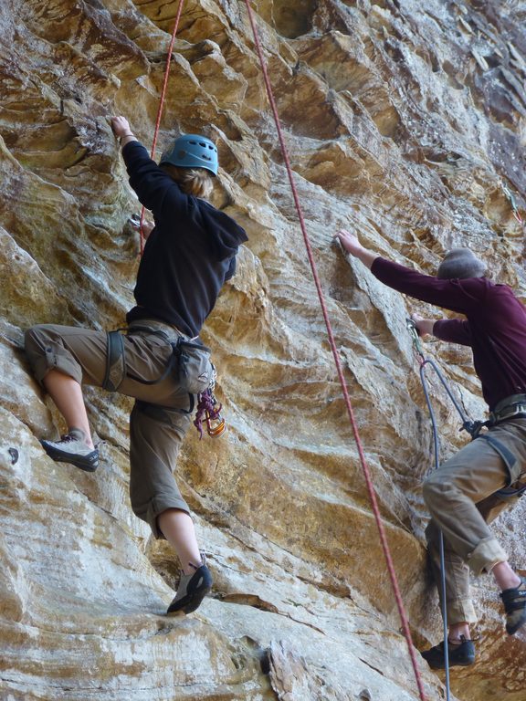 Emily and Justin on Dyn-o-mite and Black Powder. (Category:  Rock Climbing)