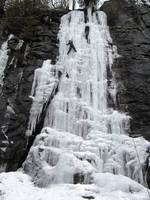 Tammy climbing Chiller Pillar. (Category:  Ice Climbing)