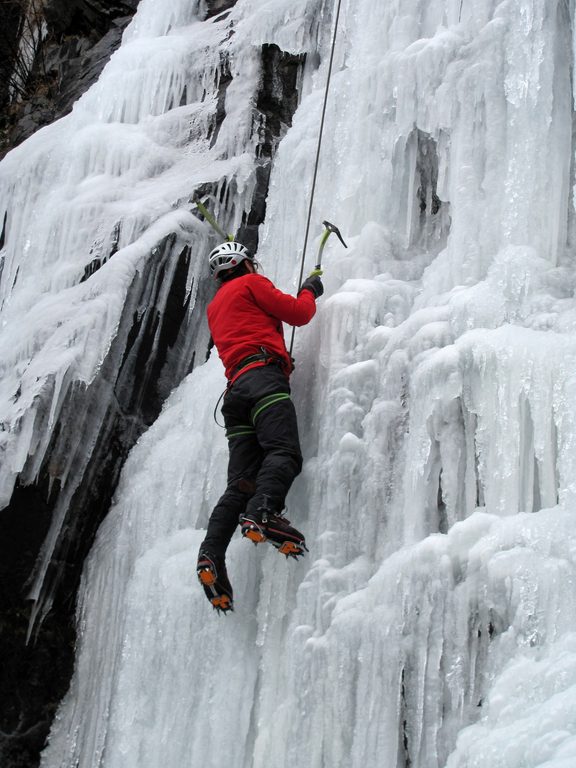 Me climbing Chiller Pillar. (Category:  Ice Climbing)