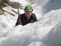 Tammy climbing Pitchoff Right. (Category:  Ice Climbing)