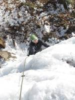 Tammy climbing Pitchoff Right. (Category:  Ice Climbing)