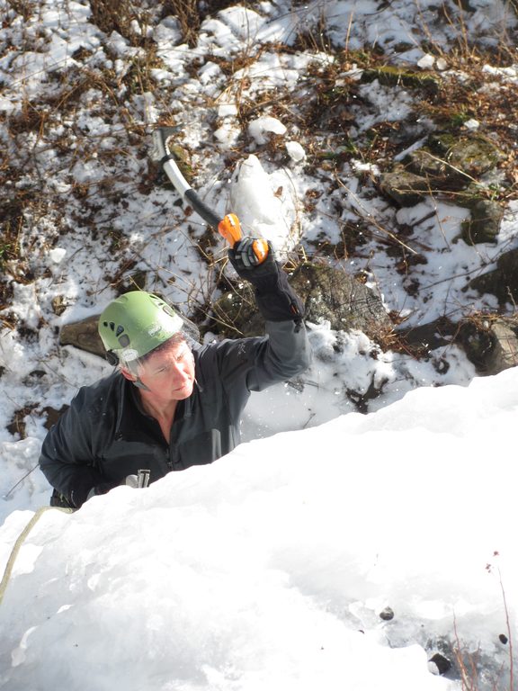 Tammy climbing Pitchoff Right. (Category:  Ice Climbing)