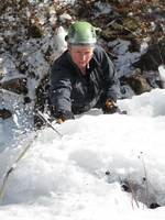 Tammy climbing Pitchoff Right. (Category:  Ice Climbing)