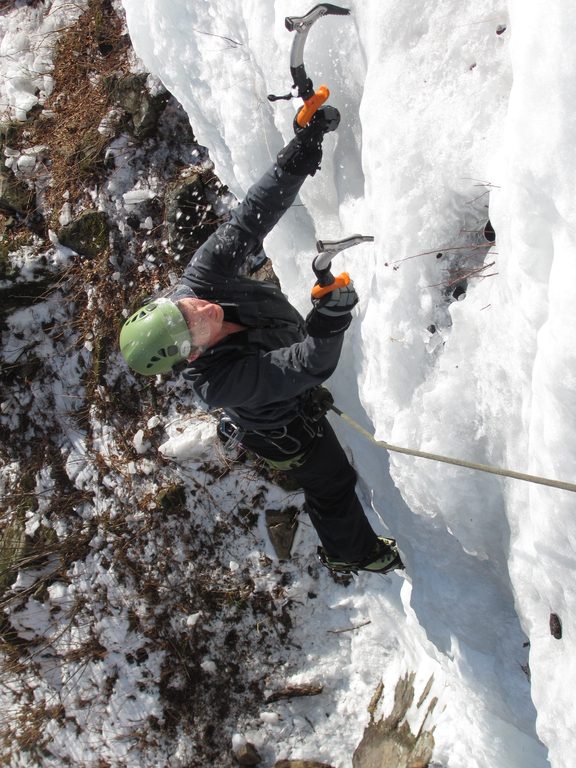 Tammy climbing Pitchoff Right. (Category:  Ice Climbing)