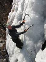 Tammy climbing Pitchoff Right. (Category:  Ice Climbing)