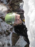 Emily climbing Pitchoff Right. (Category:  Ice Climbing)