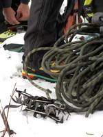 Getting ready at the base of Chiller Pillar. (Category:  Ice Climbing)